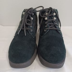 UGG Bethany black suede lace-up sheepskin boots 1012532 size 8.5
